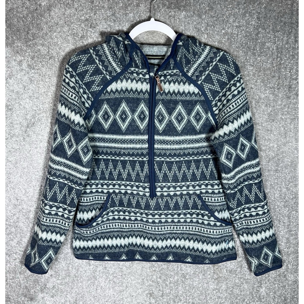 Smartwool Navy and Cream Patterned Half-Zip Hoodie